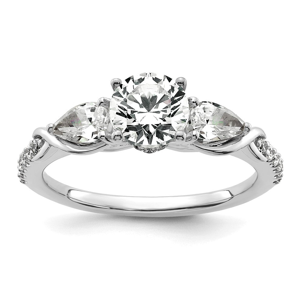 14kw 1 5/8ct Cert Lab Grown Diamond VS+ F+ Round Comp 3 Stone Eng Ring