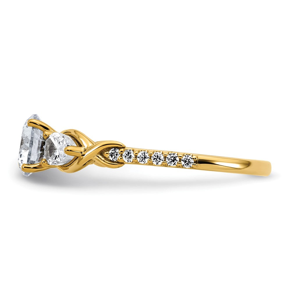 14k 1 5/8ct Cert Lab Grown Diamond VS+ F+ Round Comp 3 Stone Eng Ring
