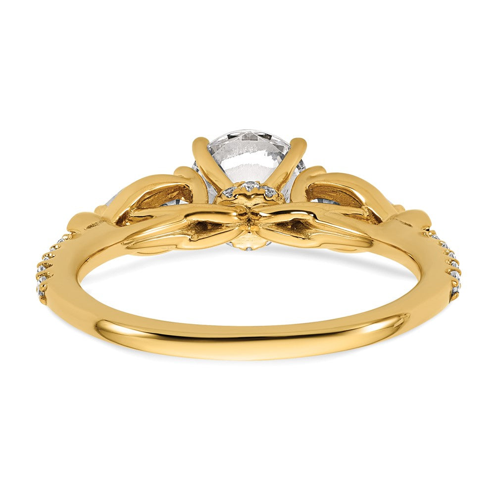 14k 1 5/8ct Cert Lab Grown Diamond VS+ F+ Round Comp 3 Stone Eng Ring