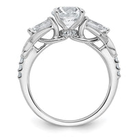 14kw 2 1/4ct Lab Grown Diamond VS+ F+ Round Comp 3 Stone Eng Ring