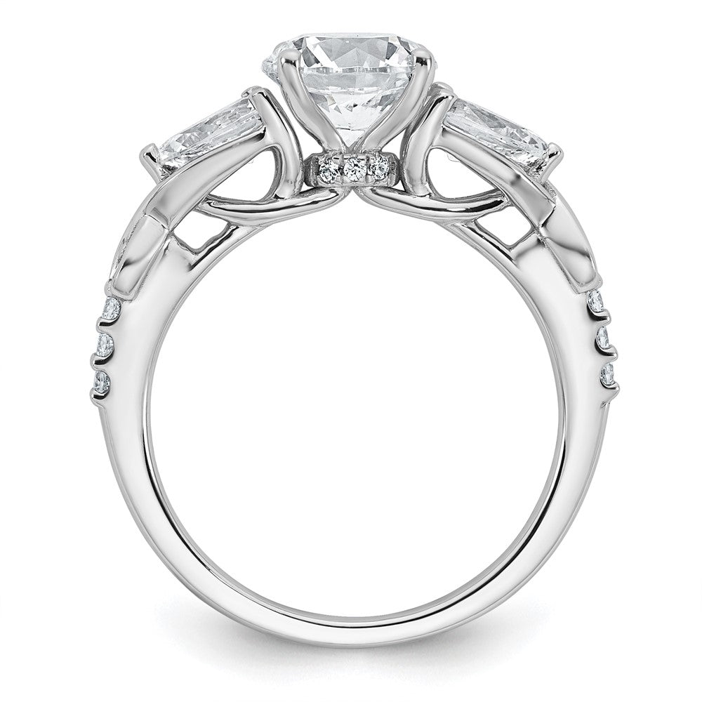 14kw 2 1/4ct Cert Lab Grown Diamond VS+ F+ Round Comp 3 Stone Eng Ring
