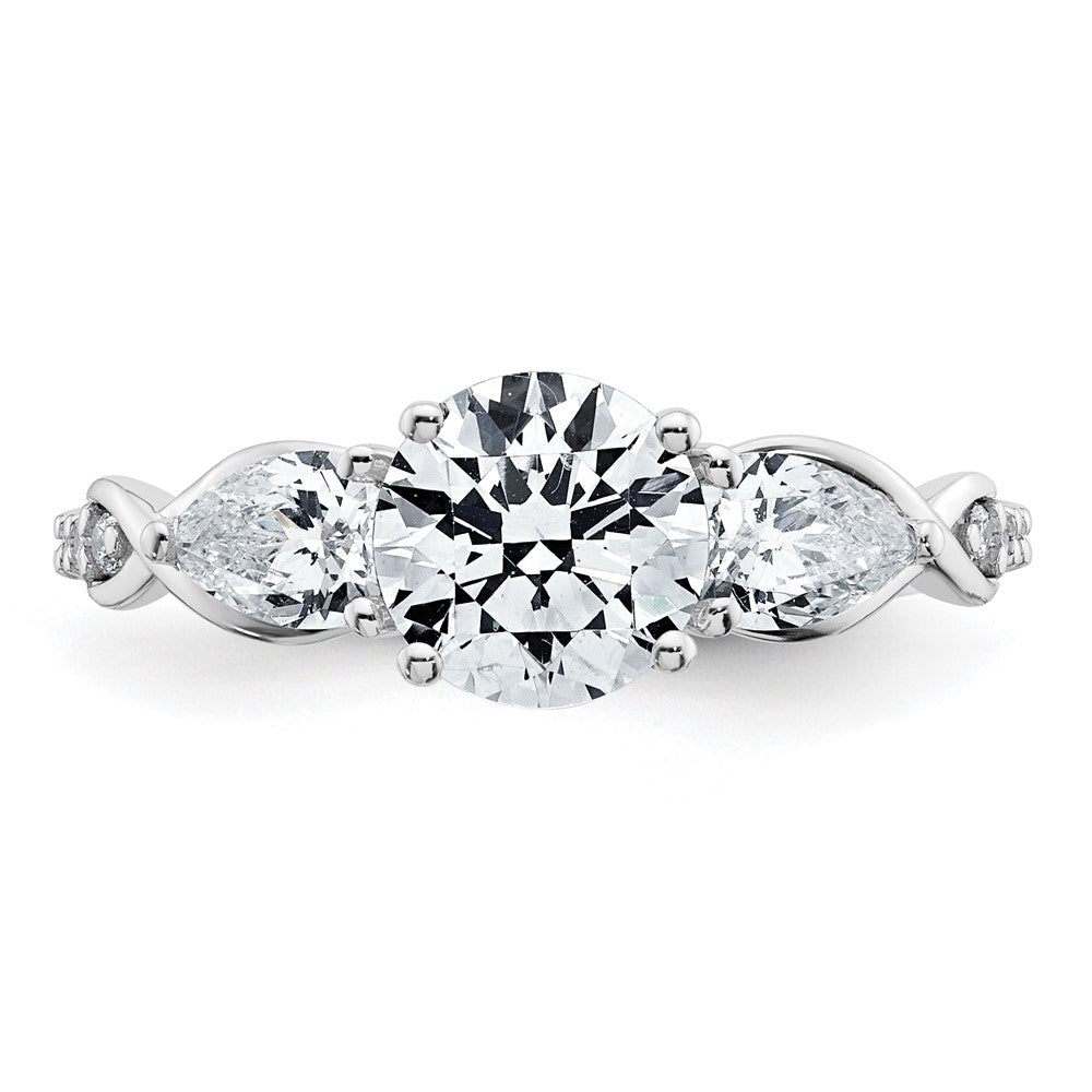 14kw 2 1/4ct Lab Grown Diamond VS+ F+ Round Comp 3 Stone Eng Ring