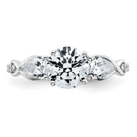 14kw 2 1/4ct Lab Grown Diamond VS+ F+ Round Comp 3 Stone Eng Ring