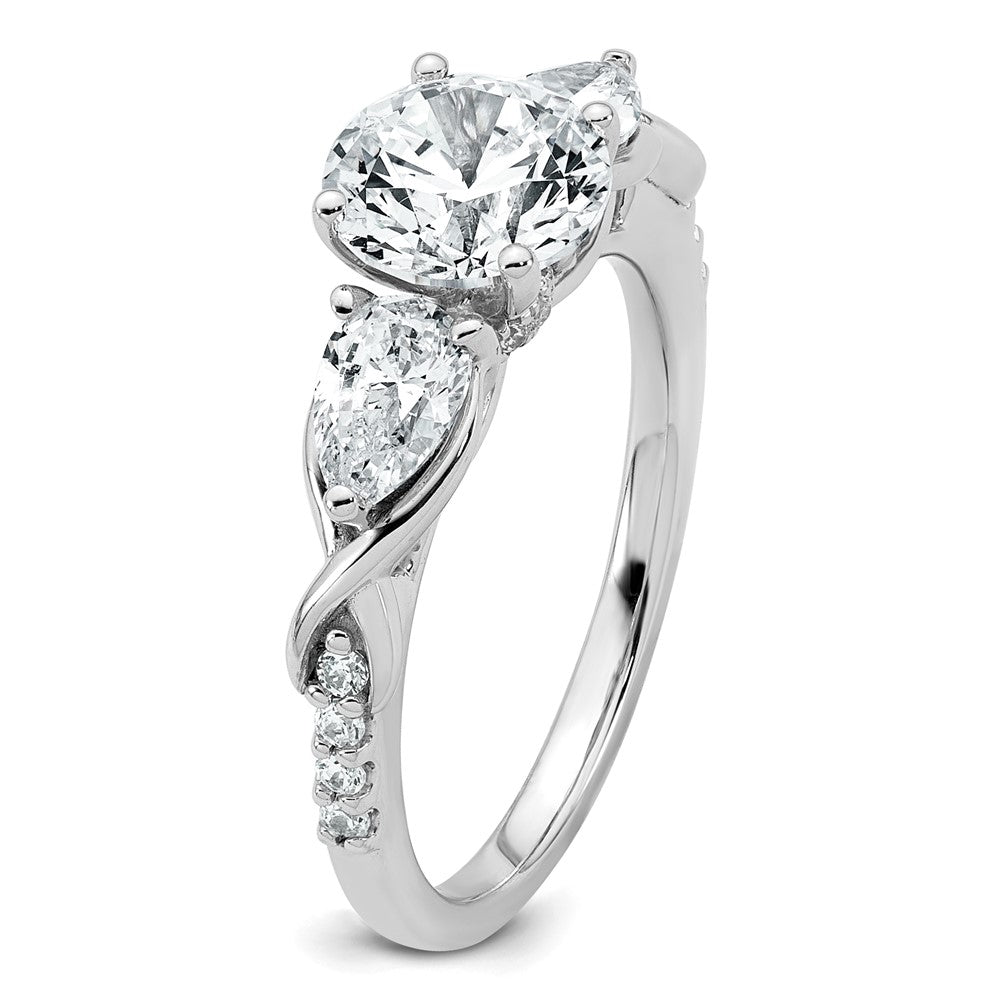 14kw 2 1/4ct Lab Grown Diamond VS+ F+ Round Comp 3 Stone Eng Ring