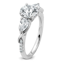 14kw 2 1/4ct Lab Grown Diamond VS+ F+ Round Comp 3 Stone Eng Ring