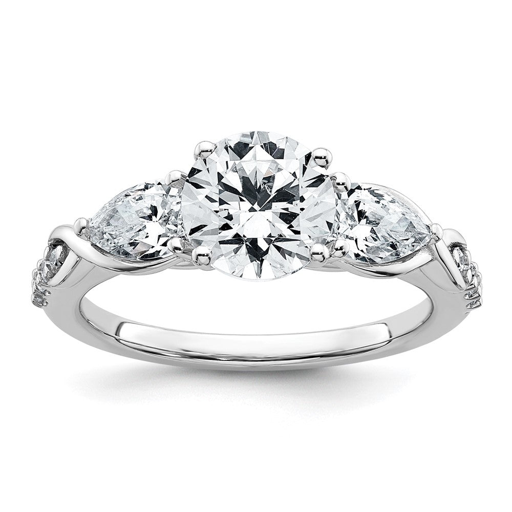 14kw 2 1/4ct Lab Grown Diamond VS+ F+ Round Comp 3 Stone Eng Ring