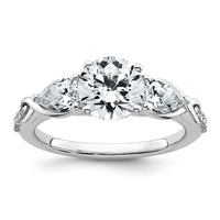 14kw 2 1/4ct Lab Grown Diamond VS+ F+ Round Comp 3 Stone Eng Ring