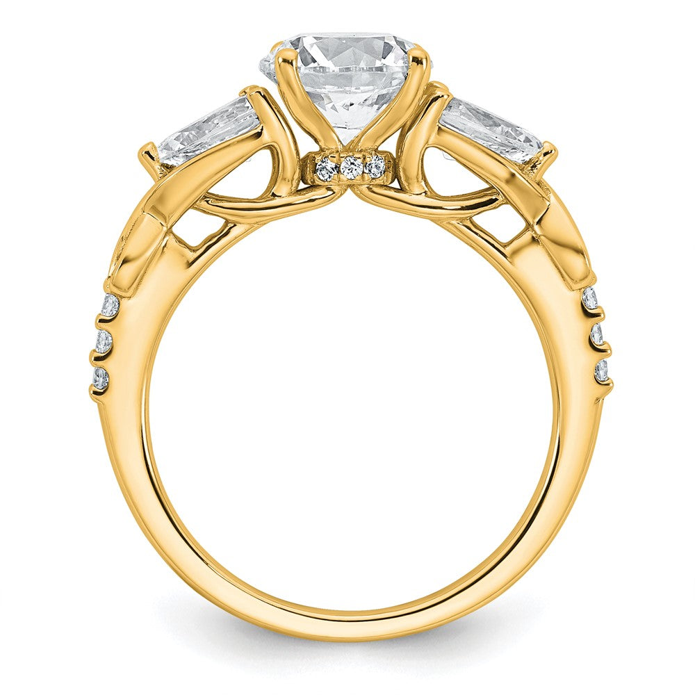 14k 2 1/4ct Lab Grown Diamond VS+ F+ Round Comp 3 Stone Eng Ring