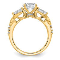 14k 2 1/4ct Cert Lab Grown Diamond VS+ F+ Round Comp 3 Stone Eng Ring