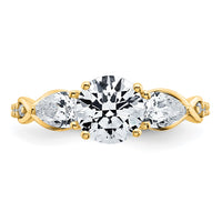 14k 2 1/4ct Lab Grown Diamond VS+ F+ Round Comp 3 Stone Eng Ring