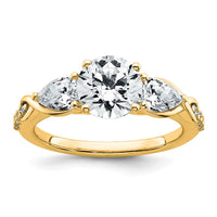 14k 2 1/4ct Lab Grown Diamond VS+ F+ Round Comp 3 Stone Eng Ring