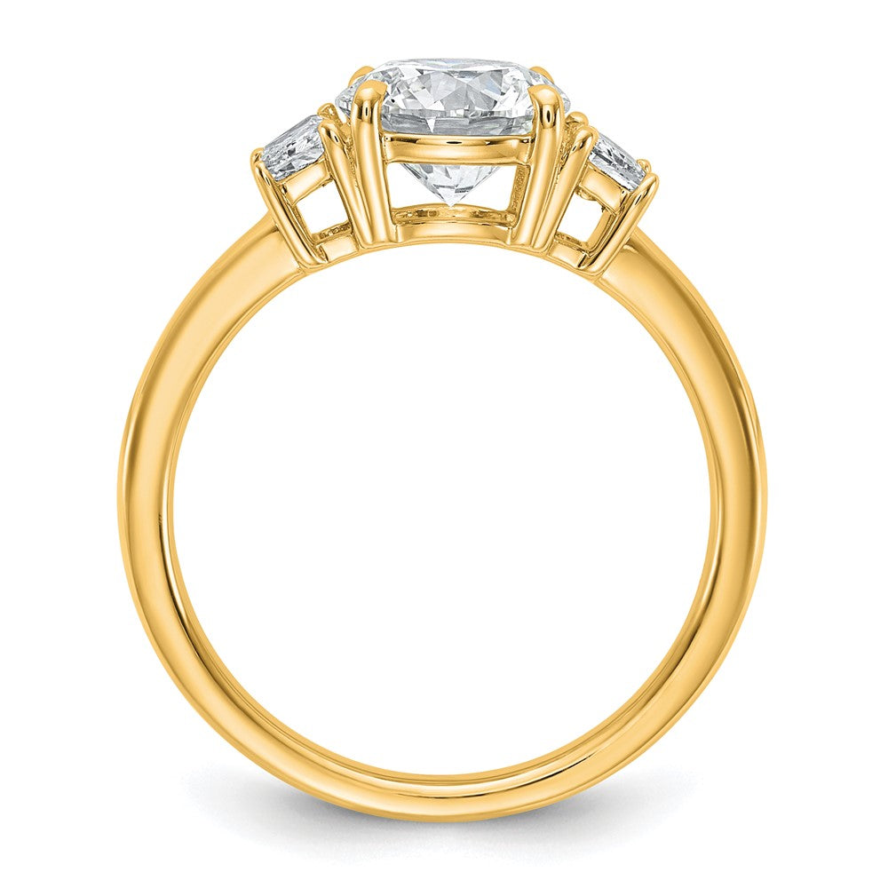 14k 3/8ct Lab Grown Dia VS+ F+ Trapezoid Sidestones S/M Eng Ring