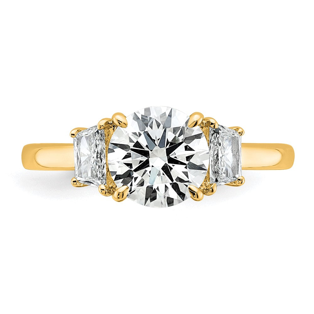14k 3/8ct Lab Grown Dia VS+ F+ Trapezoid Sidestones S/M Eng Ring