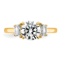 14k 3/8ct Lab Grown Dia VS+ F+ Trapezoid Sidestones S/M Eng Ring