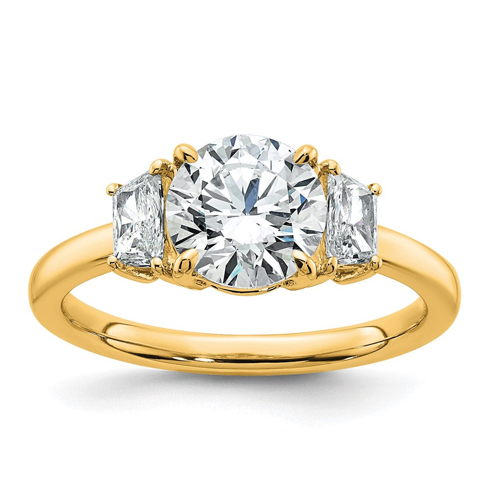 14k 1 7/8ct Lab Grown Diamond VS+ F+ Trapezoid Sidestones Comp Eng Ring