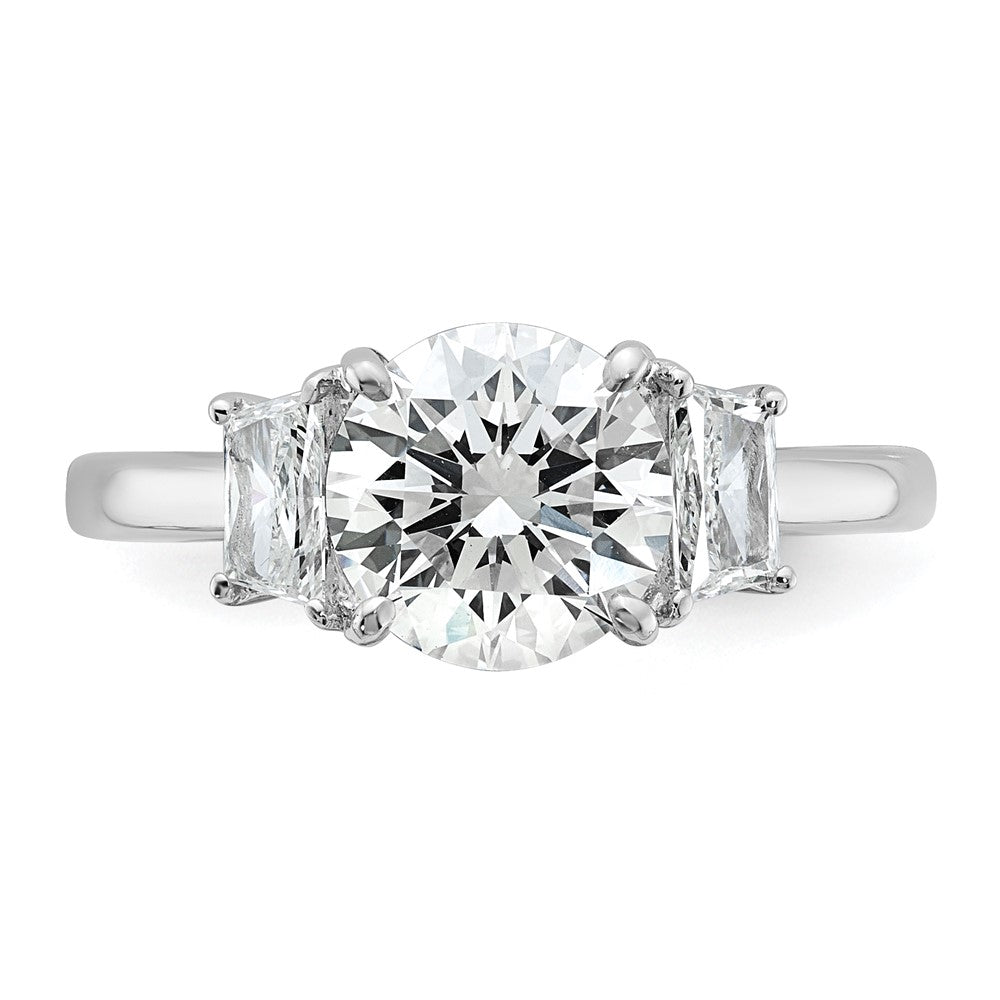 14kw 2 1/2ct Cert Lab Grown Dia VS+ F+ Round/Trapezoid Comp Eng Ring