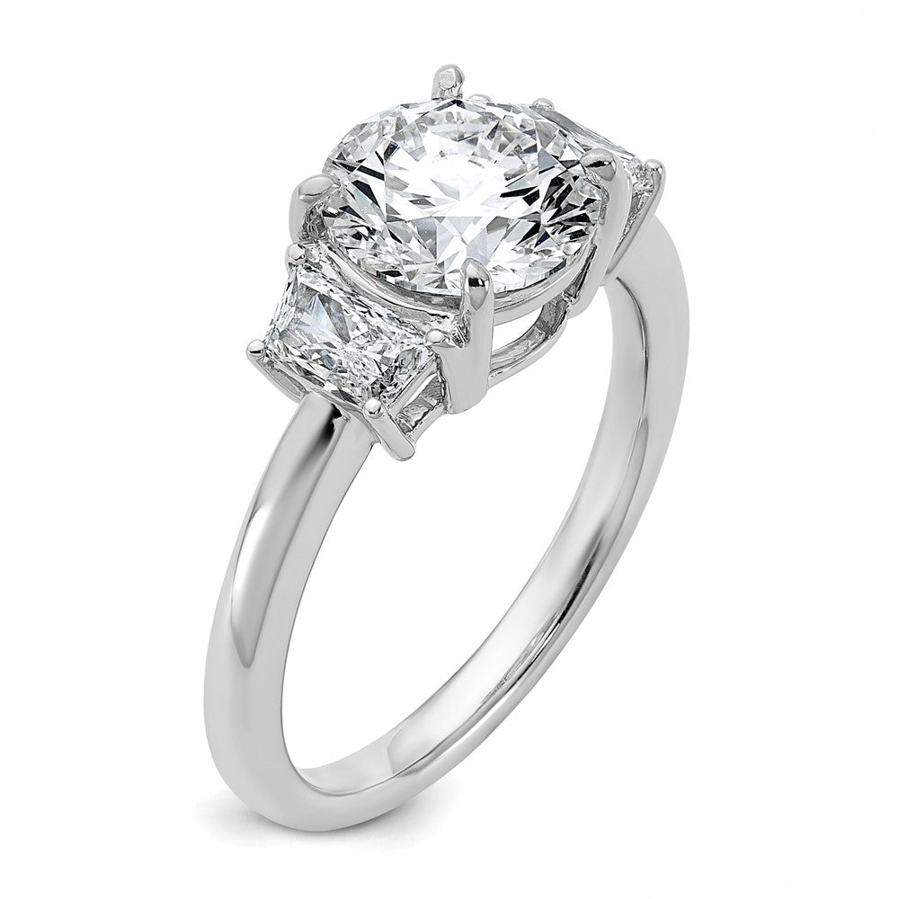 14kw 2 1/2ct Cert Lab Grown Dia VS+ F+ Round/Trapezoid Comp Eng Ring