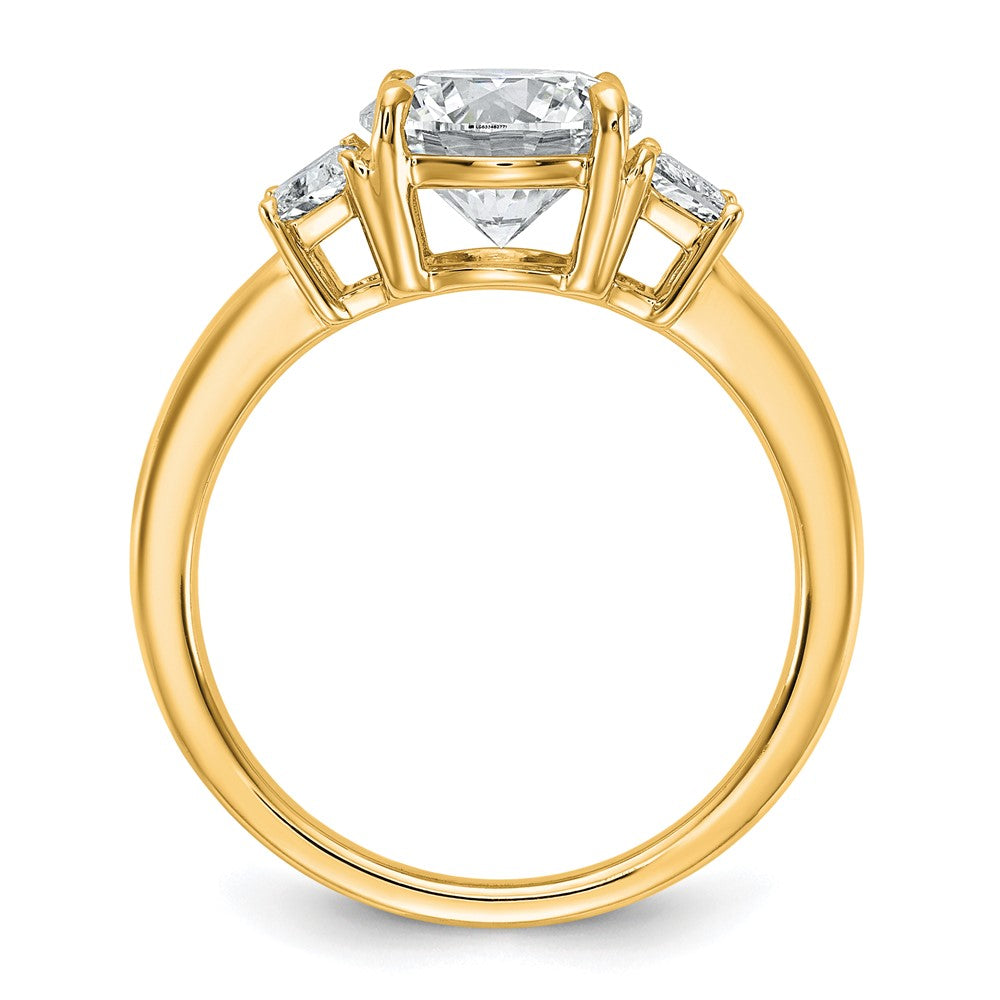 14k 2 1/2ct Cert Lab Grown Dia VS+ F+ Trapezoid Sidestones Comp Eng Ring