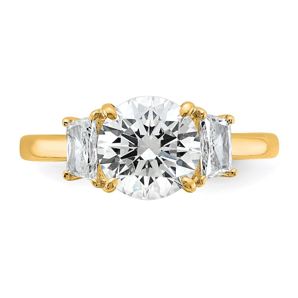 14k 2 1/2ct Cert Lab Grown Dia VS+ F+ Trapezoid Sidestones Comp Eng Ring