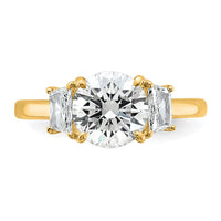 14k 2 1/2ct Cert Lab Grown Dia VS+ F+ Trapezoid Sidestones Comp Eng Ring