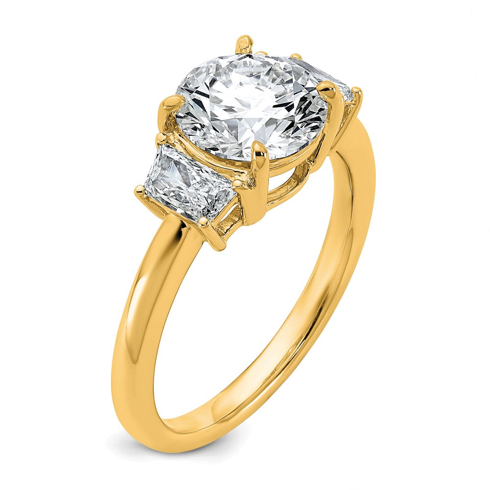 14k 2 1/2ct Cert Lab Grown Dia VS+ F+ Trapezoid Sidestones Comp Eng Ring