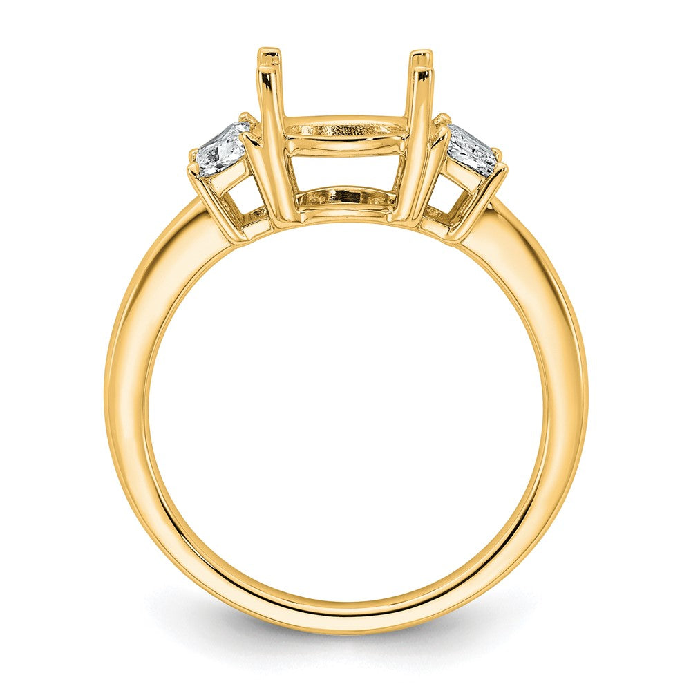 14k 1/2ct Lab Grown Diamond VS+ F+ Trapezoid Sidestones Semi Eng Ring