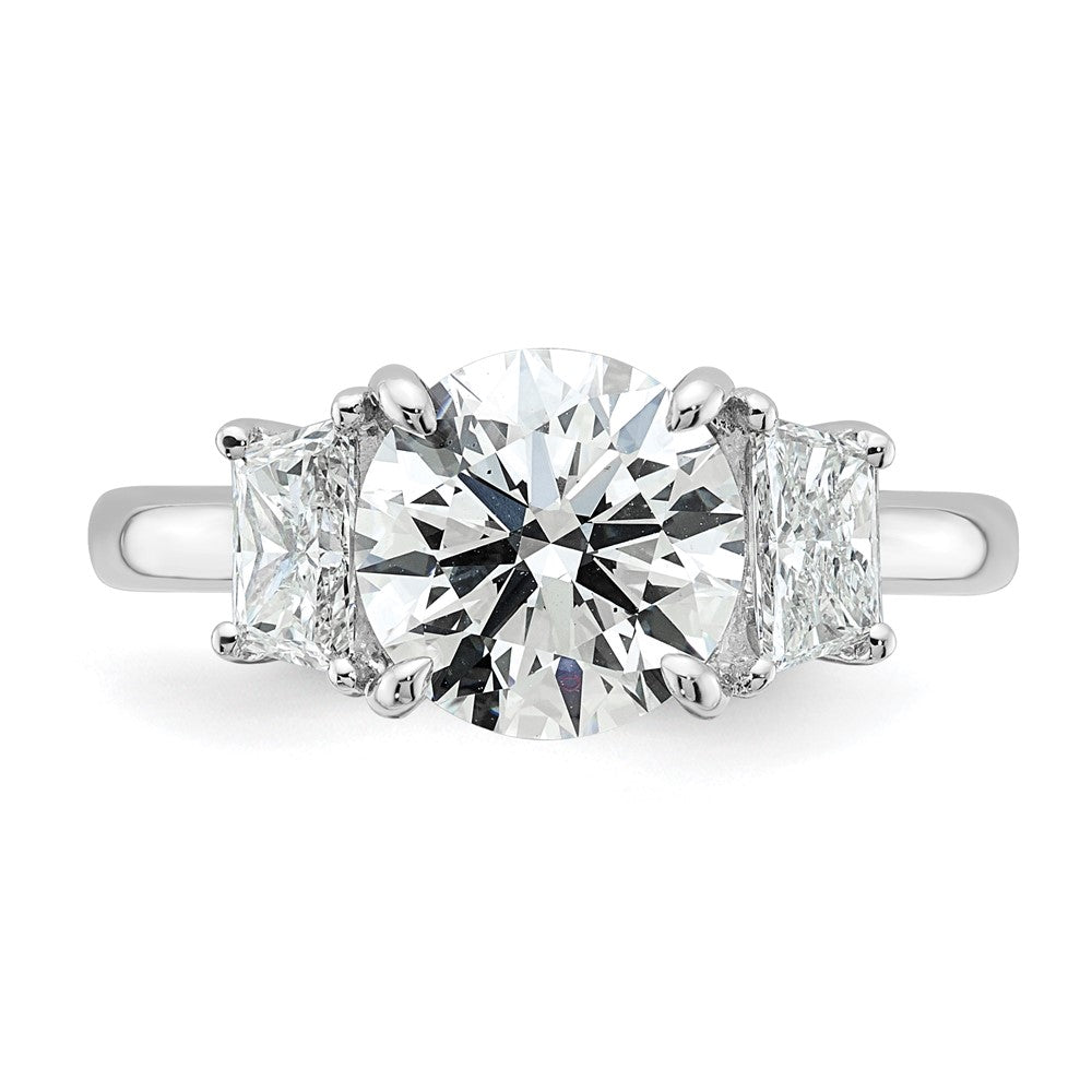 14kw 3 1/2ct Cert Lab Grown Dia VS+ F+ Trapezoid Sidestones Comp Eng Ring
