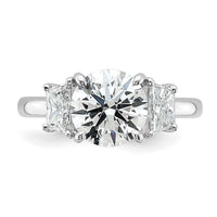 14kw 3 1/2ct Cert Lab Grown Dia VS+ F+ Trapezoid Sidestones Comp Eng Ring