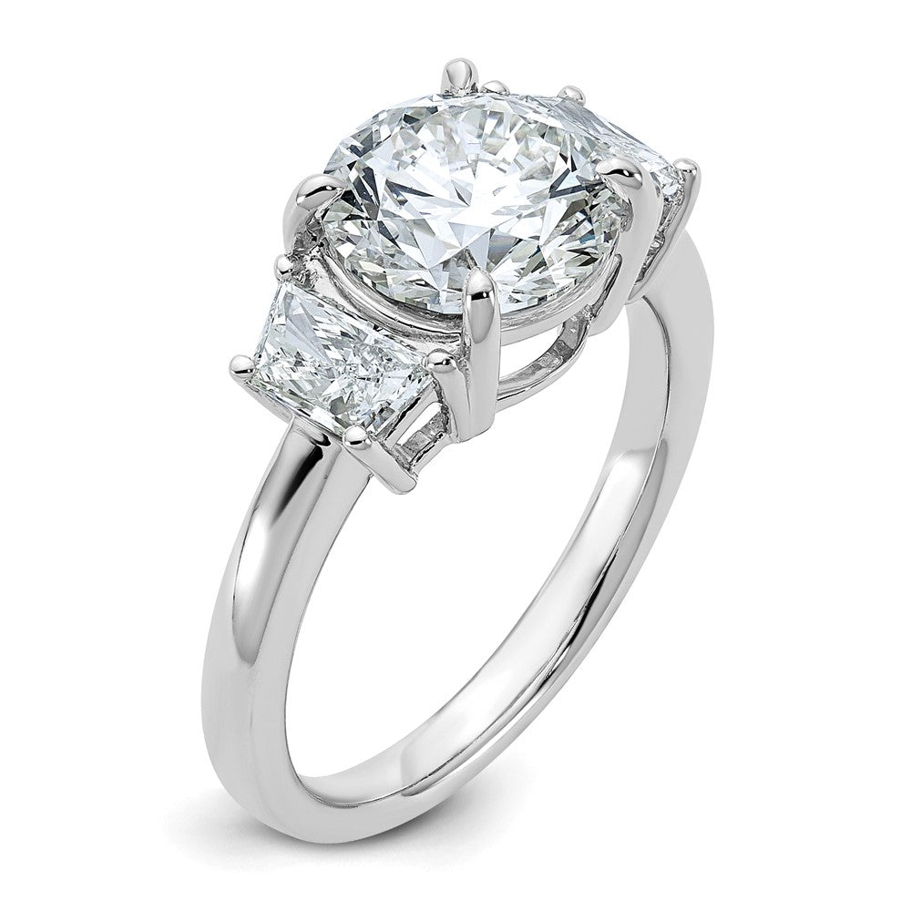 14kw 3 1/2ct Cert Lab Grown Dia VS+ F+ Trapezoid Sidestones Comp Eng Ring