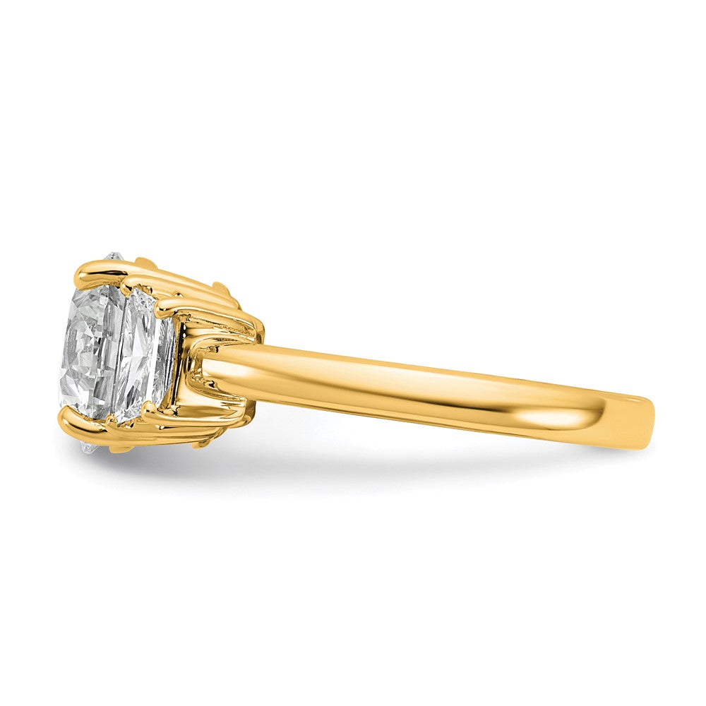 14k 3 1/2ct Cert Lab Grown Dia VS+ F+ Trapezoid Sidestones Comp Eng Ring