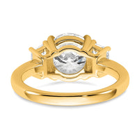14k 3 1/2ct Cert Lab Grown Dia VS+ F+ Trapezoid Sidestones Comp Eng Ring