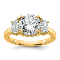 14k 3 1/2ct Cert Lab Grown Dia VS+ F+ Trapezoid Sidestones Comp Eng Ring