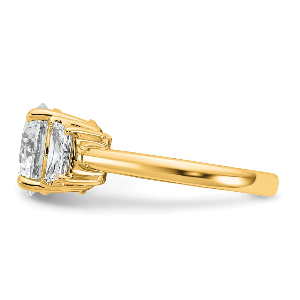 14k 3 3/4ct Lab Grown Diamond VS+ F+ Trapezoid Sidestones Comp Eng Ring