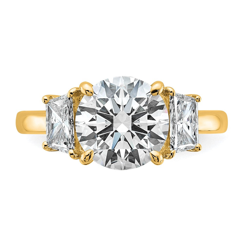 14k 3 3/4ct Lab Grown Diamond VS+ F+ Trapezoid Sidestones Comp Eng Ring
