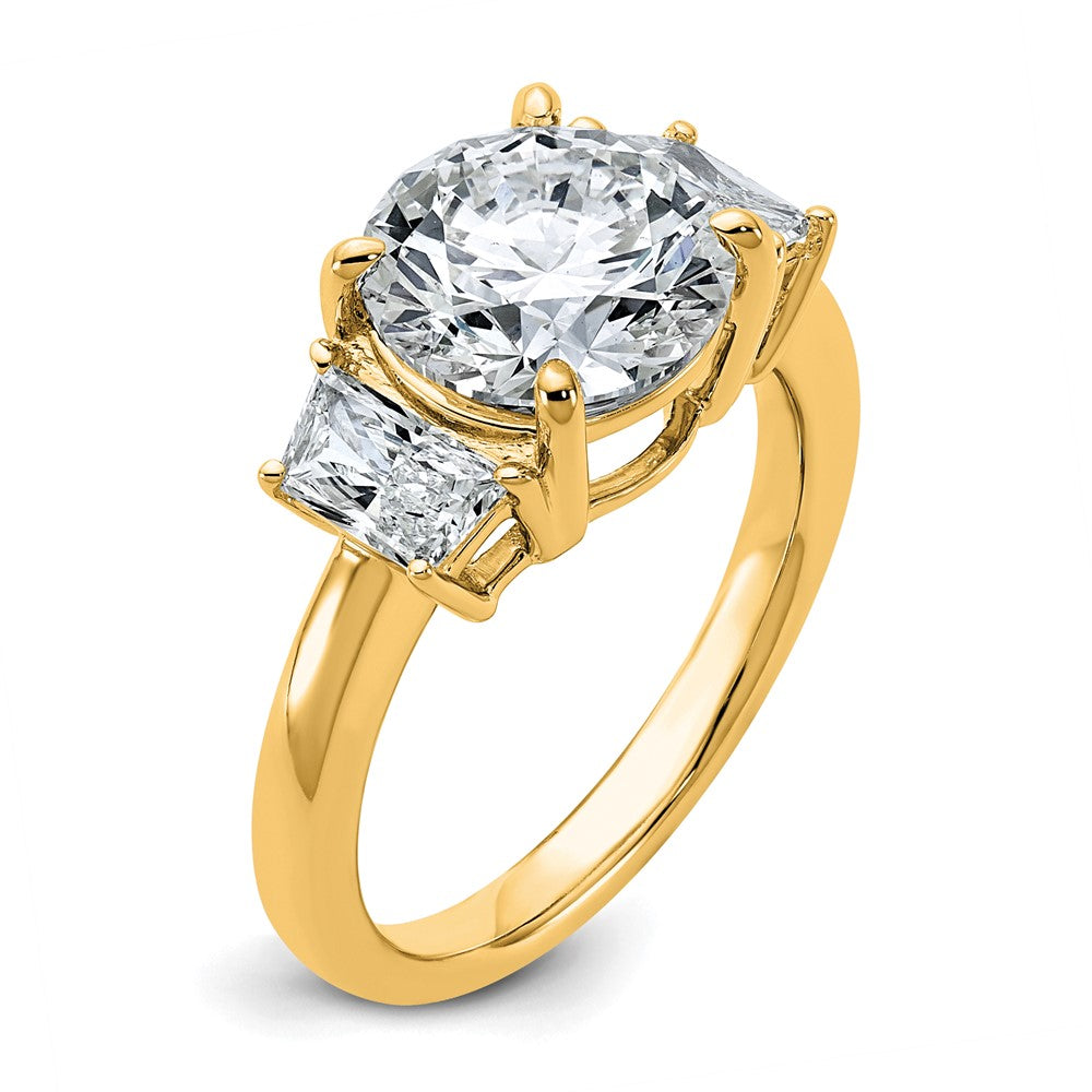 14k 3 3/4ct Lab Grown Diamond VS+ F+ Trapezoid Sidestones Comp Eng Ring