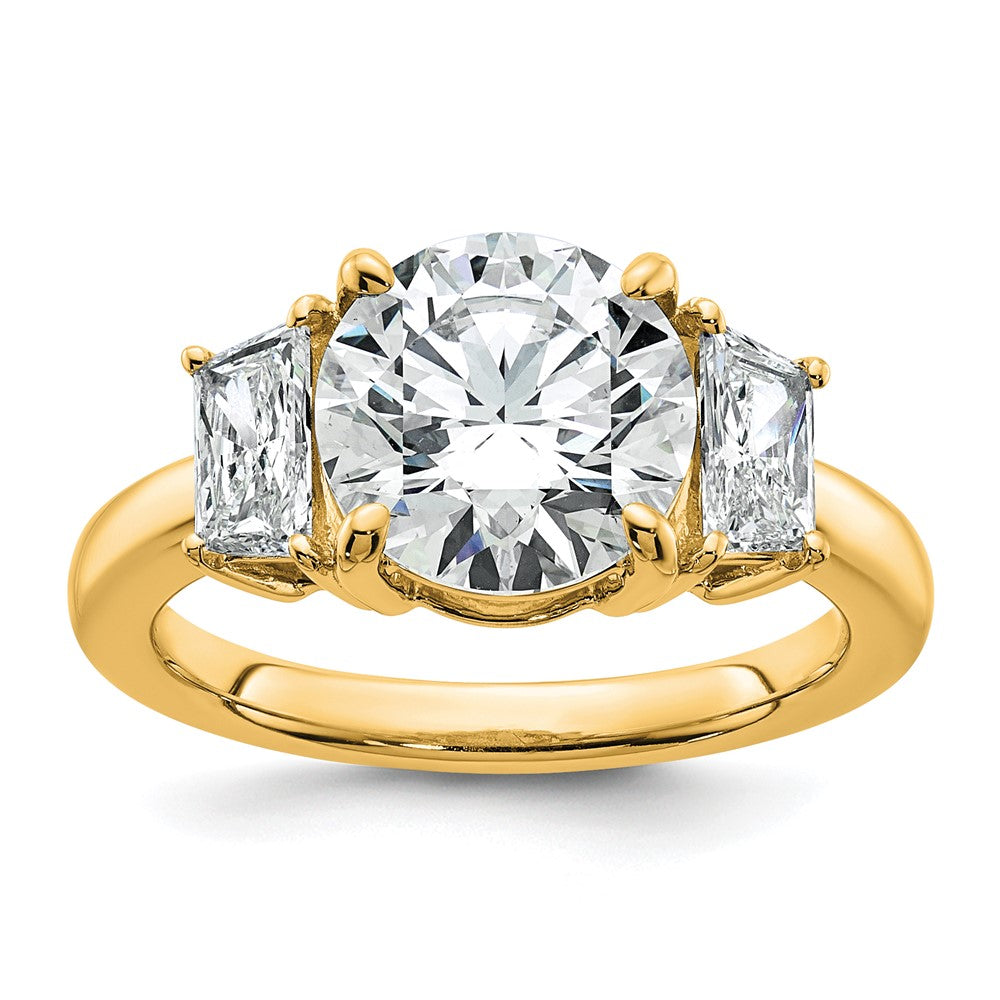 14k 3 3/4ct Lab Grown Diamond VS+ F+ Trapezoid Sidestones Comp Eng Ring