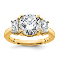 14k 3 3/4ct Lab Grown Diamond VS+ F+ Trapezoid Sidestones Comp Eng Ring