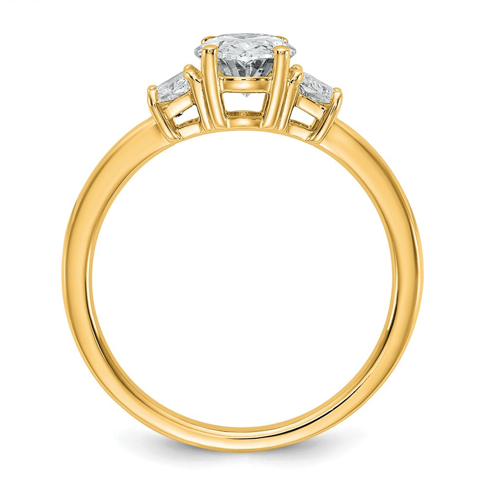 14k 1 3/8ct Cert Lab Grown Dia VS+ F+ Oval/Trapezoid Comp 3 Stone Eng Ring
