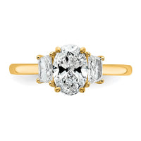 14k 1 3/8ct Cert Lab Grown Dia VS+ F+ Oval/Trapezoid Comp 3 Stone Eng Ring