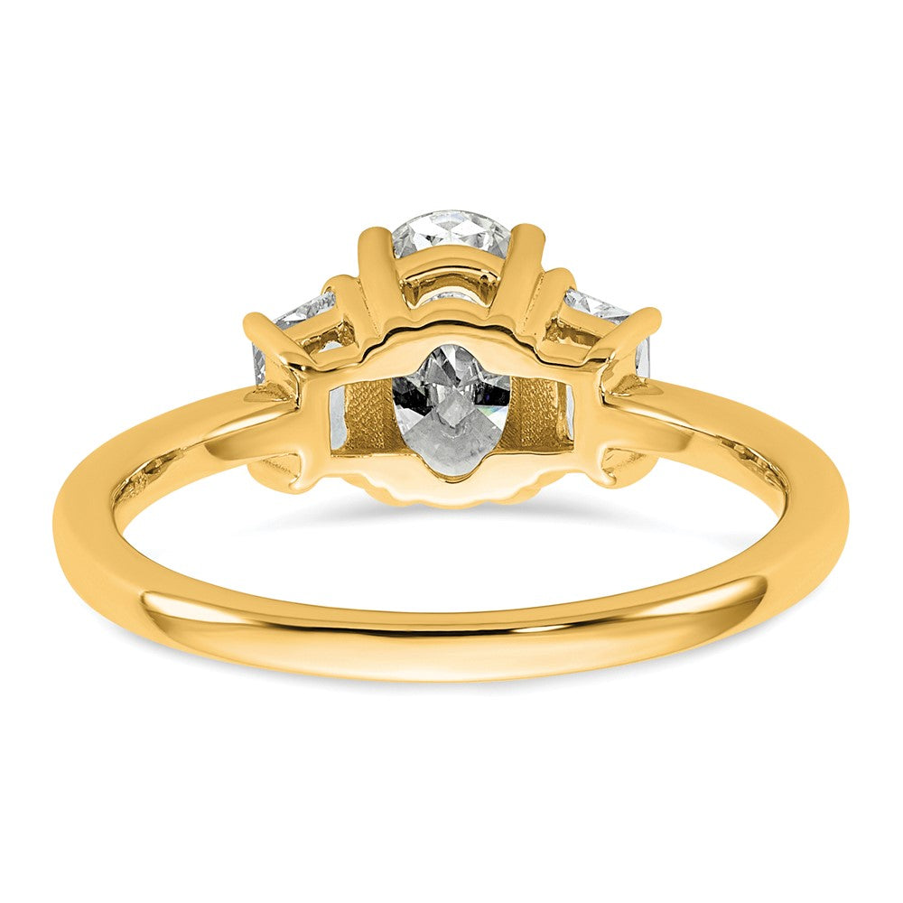 14k 1 3/8ct Cert Lab Grown Dia VS+ F+ Oval/Trapezoid Comp 3 Stone Eng Ring