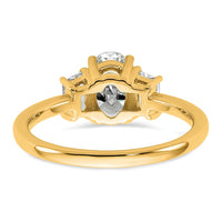 14k 1 3/8ct Cert Lab Grown Dia VS+ F+ Oval/Trapezoid Comp 3 Stone Eng Ring