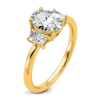 14k 1 3/8ct Cert Lab Grown Dia VS+ F+ Oval/Trapezoid Comp 3 Stone Eng Ring