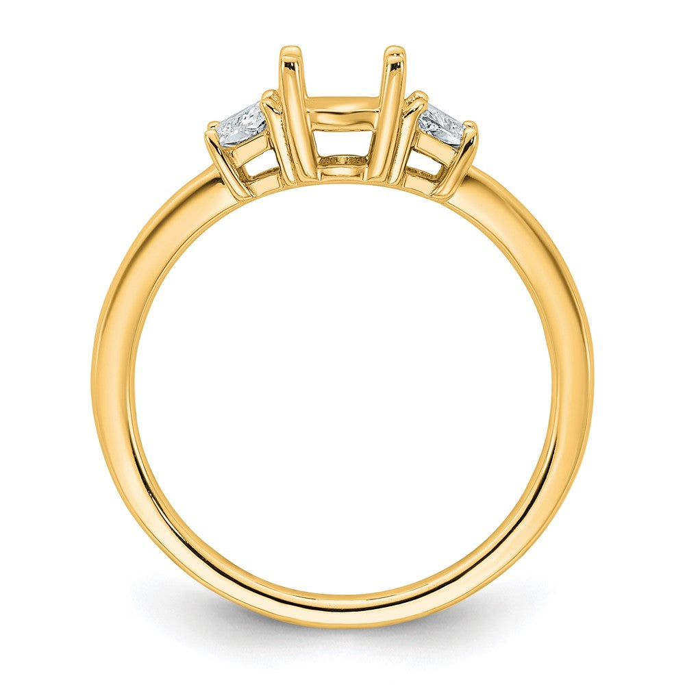14k 3/8ct Lab Grown Dia VS+ F+ Trapezoid 1ct Oval Semi 3 Stone Eng Ring