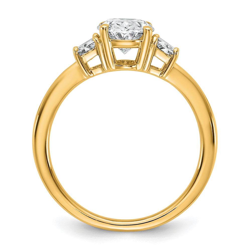 14k 2ct Cert Lab Grown Dia VS+ F+ Oval/Trapezoid Comp 3 Stone Eng Ring