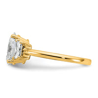 14k 2ct Cert Lab Grown Dia VS+ F+ Oval/Trapezoid Comp 3 Stone Eng Ring