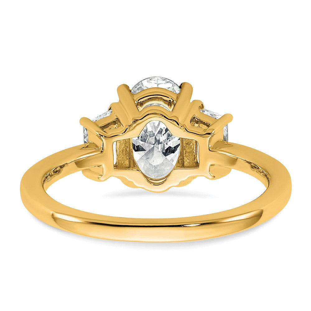 14k 2ct Cert Lab Grown Dia VS+ F+ Oval/Trapezoid Comp 3 Stone Eng Ring