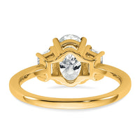 14k 2ct Cert Lab Grown Dia VS+ F+ Oval/Trapezoid Comp 3 Stone Eng Ring