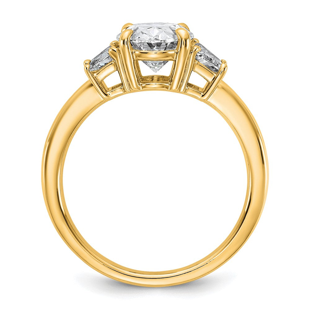14k 2 3/4ct Cert Lab Grown Dia VS+ F+ Oval/Trapezoid Comp 3 Stone Eng Ring