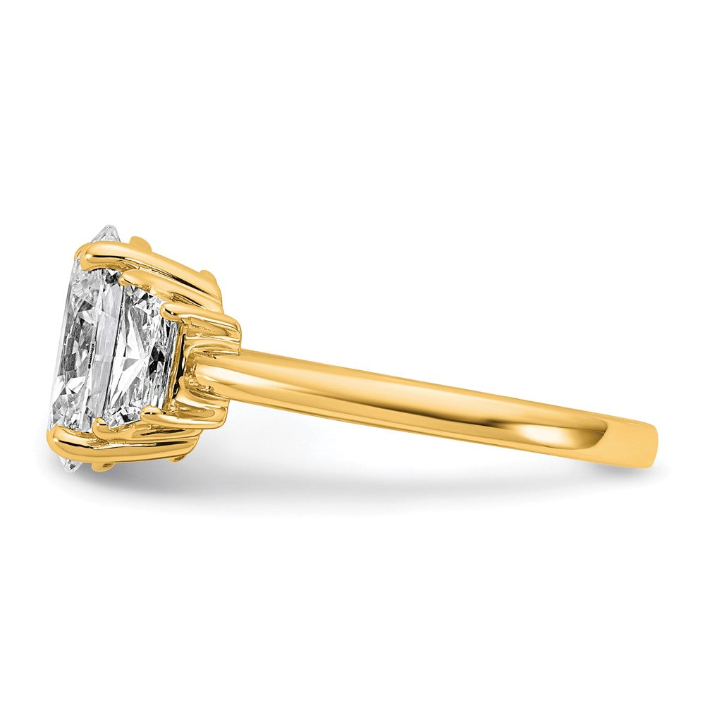 14k 2 3/4ct Cert Lab Grown Dia VS+ F+ Oval/Trapezoid Comp 3 Stone Eng Ring