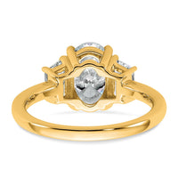 14k 2 3/4ct Cert Lab Grown Dia VS+ F+ Oval/Trapezoid Comp 3 Stone Eng Ring